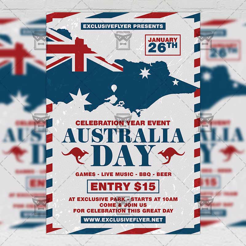 australia day celebration seasonal a5 flyer template