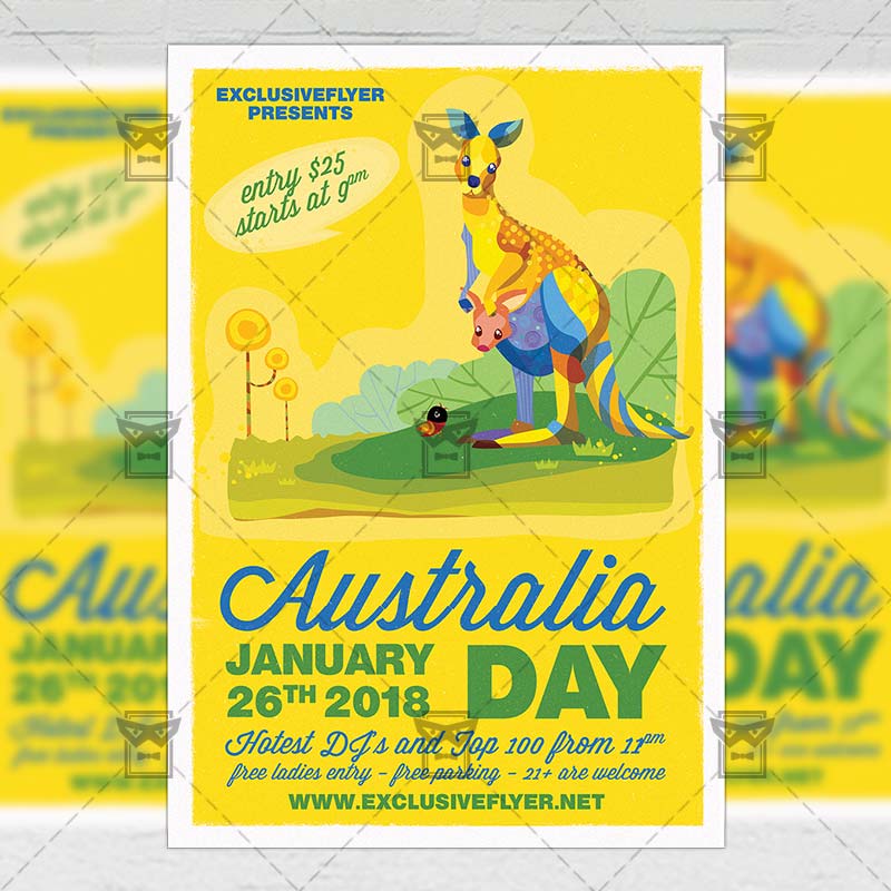 australia independence day party seasonal a5 flyer template