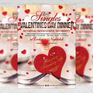 Download Singles Valentines Day Dinner PSD Flyer Template Now
