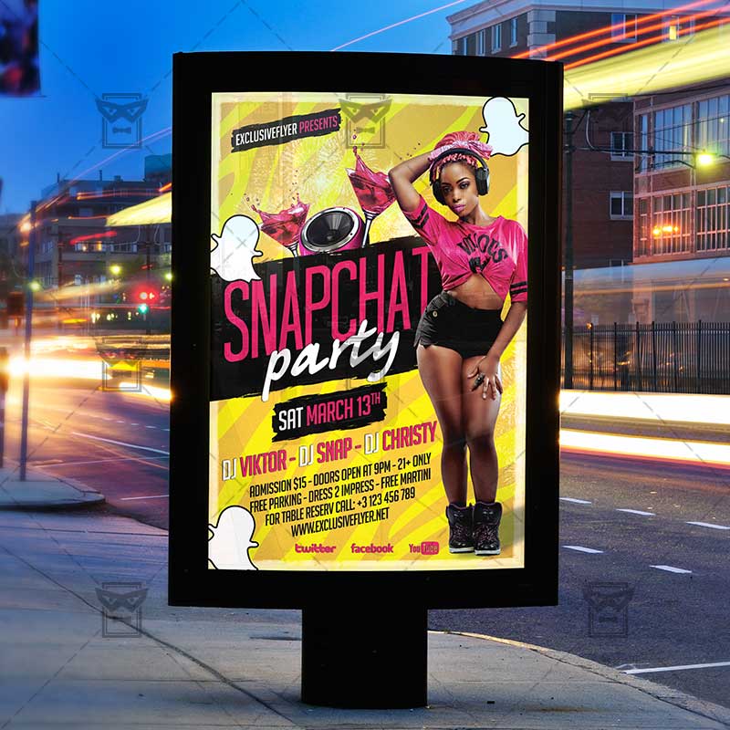 Snapchat Party Club A5 Flyer Template Exclsiveflyer Free And Premium Psd Templates Snapchat Ad Template
