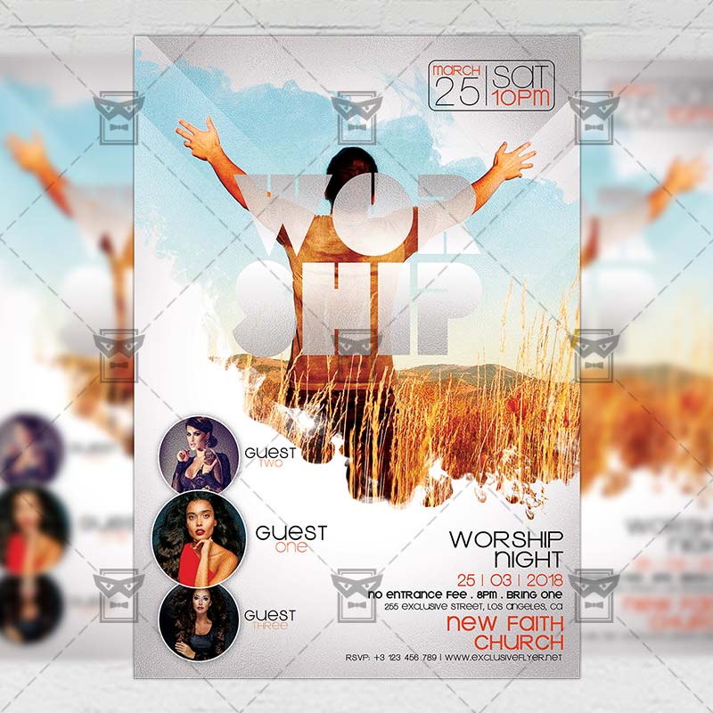 worship night community a5 flyer template exclsiveflyer free