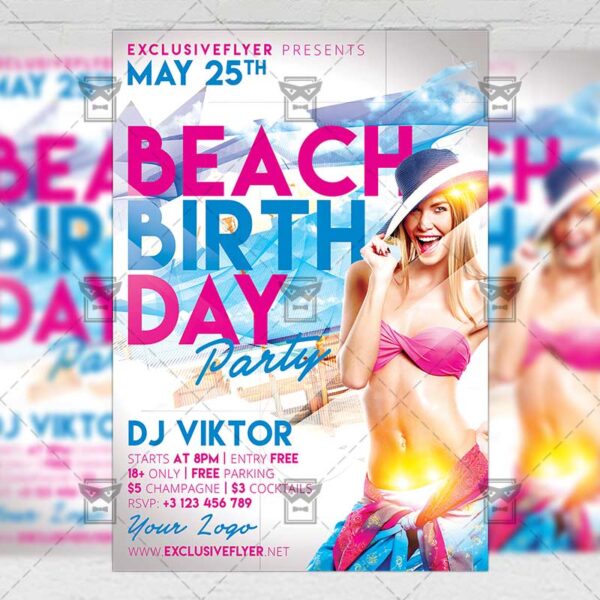 Download Birthday On The Beach PSD Flyer Template Now