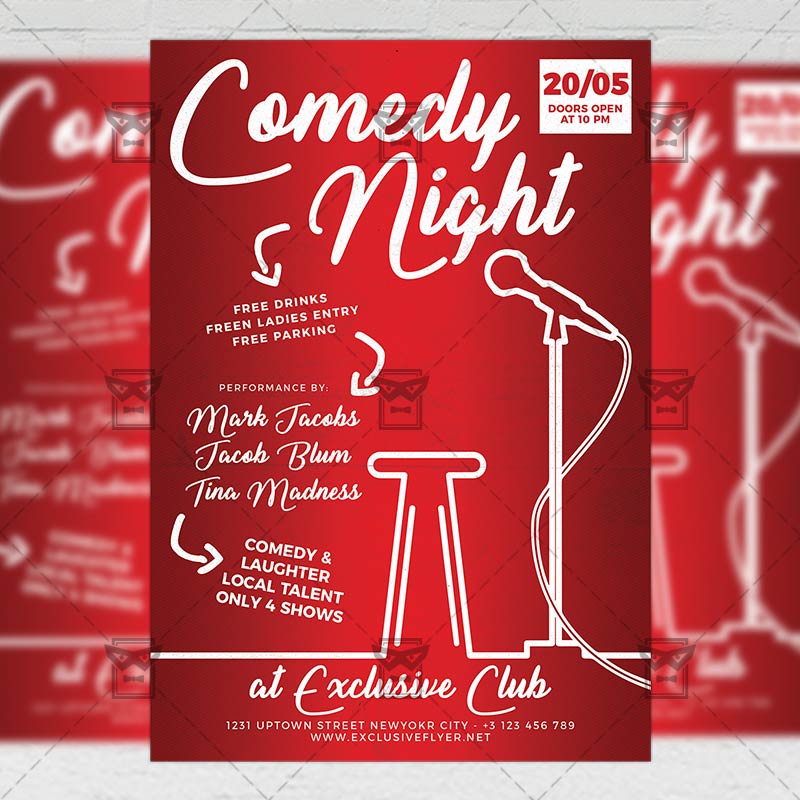 Comedy Night Show Club A5 Flyer Template ExclsiveFlyer Free And 