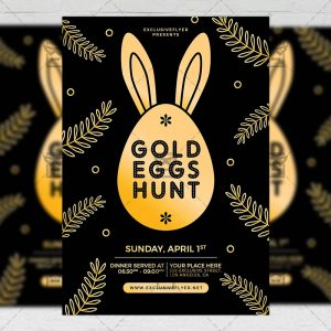 Download Gold Eggs Hunt PSD Flyer Template Now