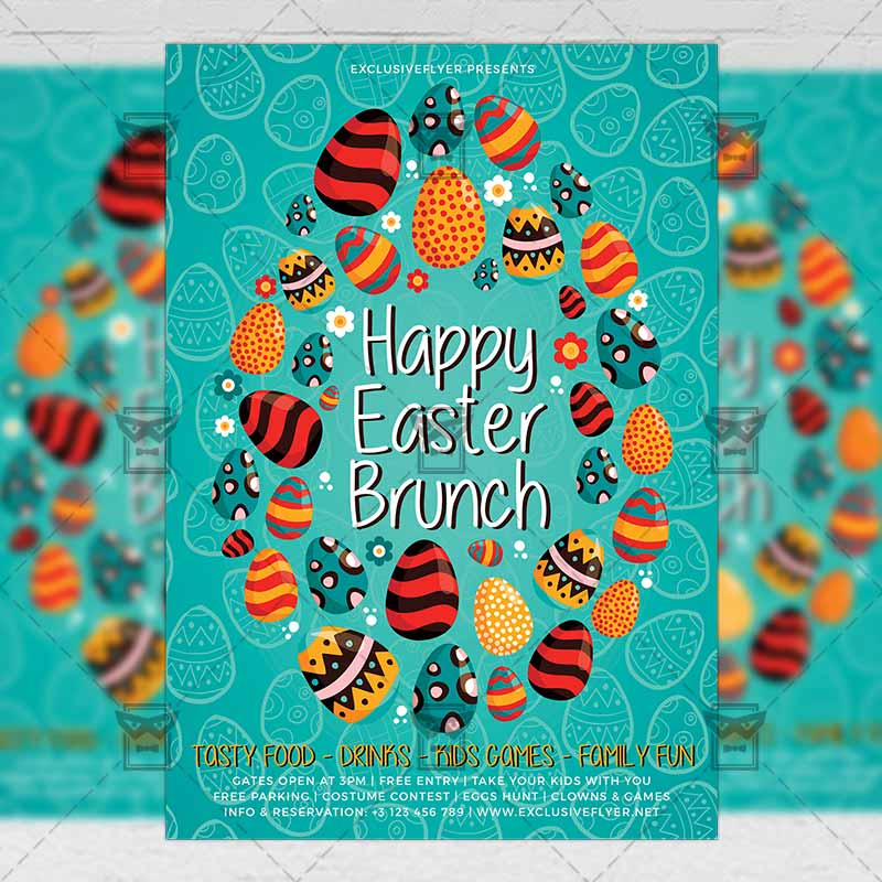happy easter brunch seasonal a5 flyer template exclsiveflyer brunch flyer template