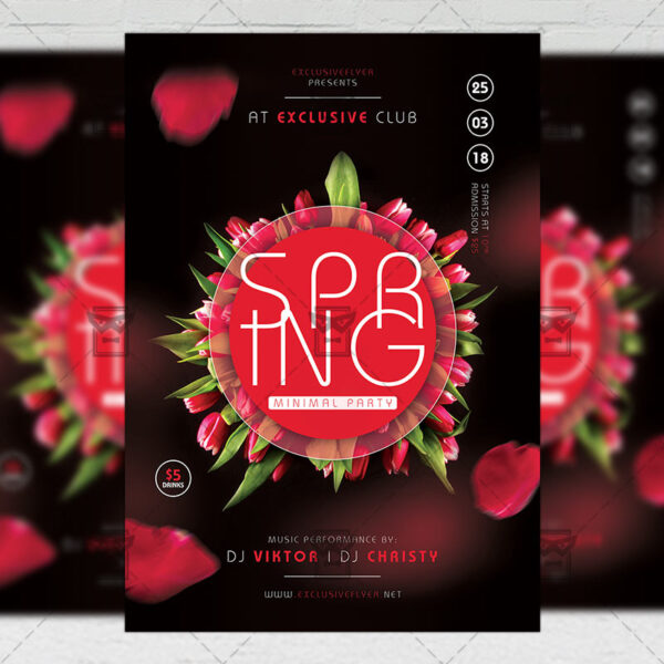 Download Minimal Spring Party PSD Flyer Template Now