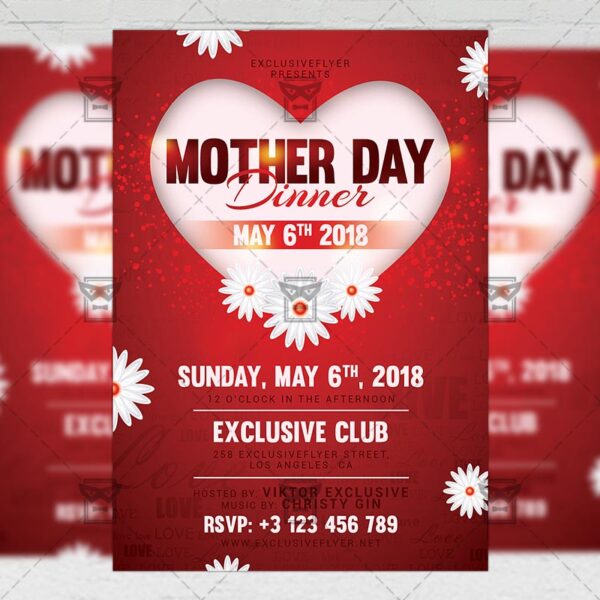 Download Mother Day Dinner PSD Flyer Template Now