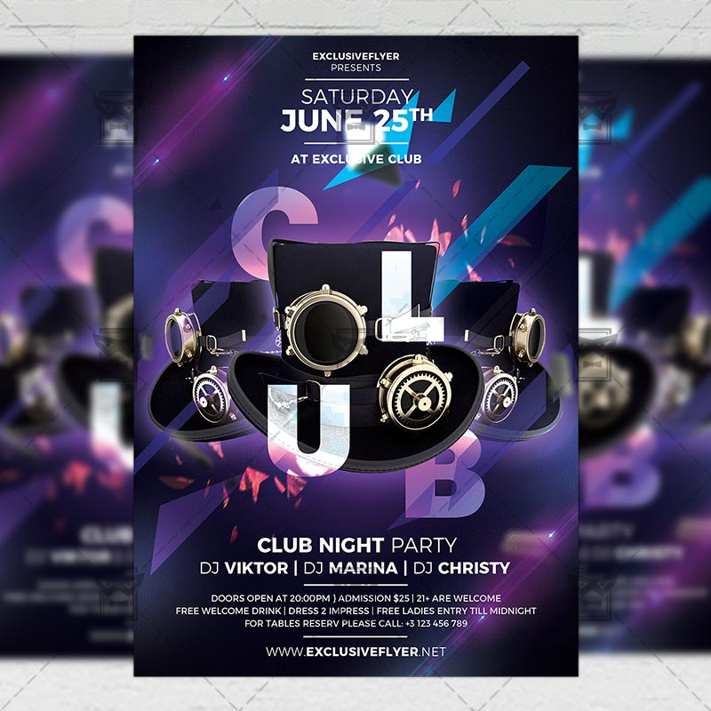 club night flyer club a5 template club psd
