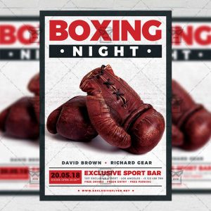 Download Boxing Night PSD Flyer Template Now
