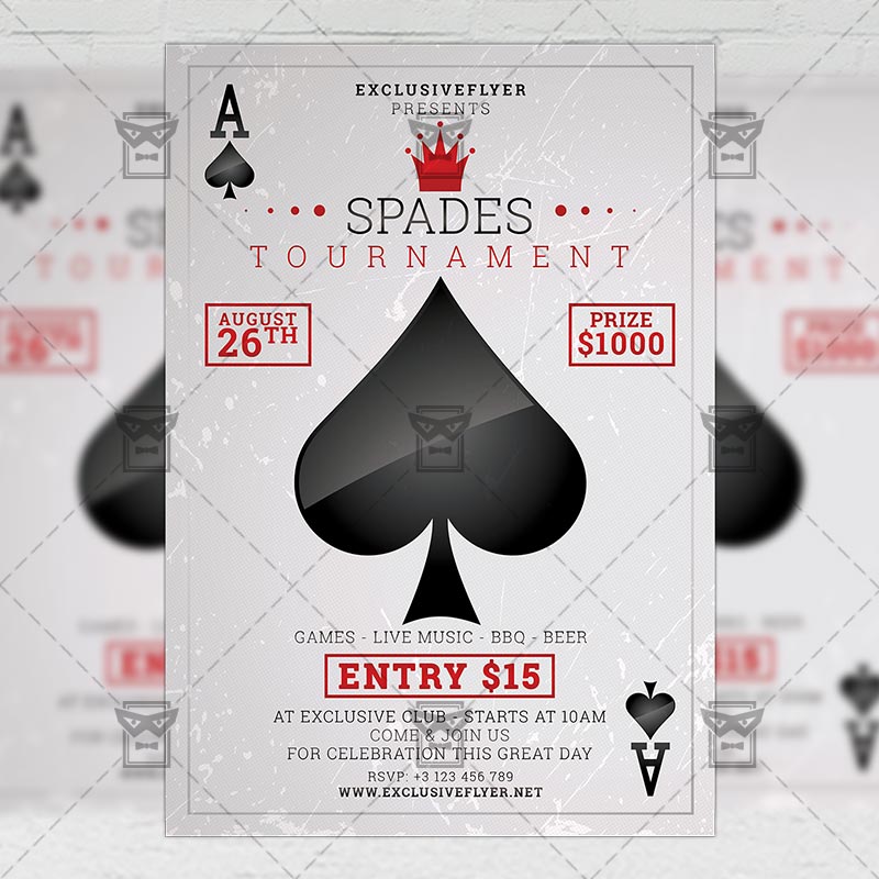 Spades Tournament Community A5 Flyer Template ExclsiveFlyer Free