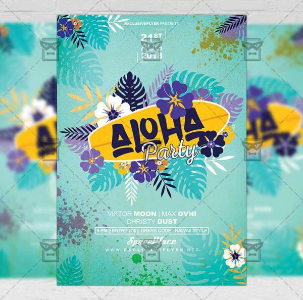 Download Aloha Party PSD Flyer Template Now