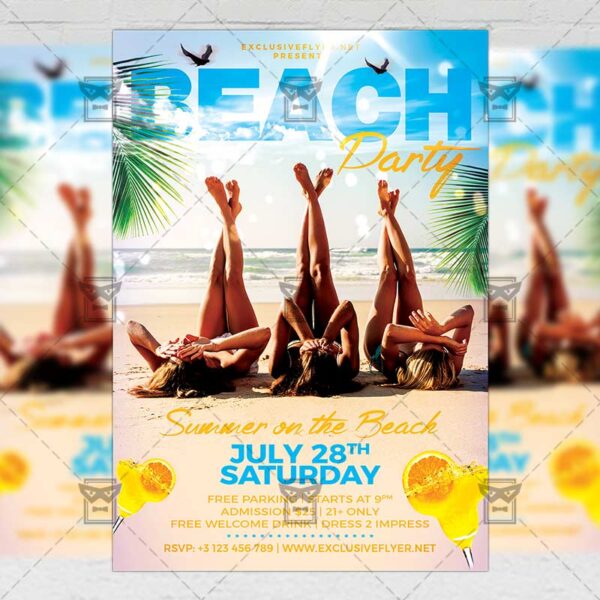 Download Beach Party PSD Flyer Template Now