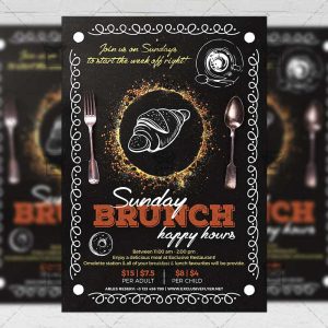Download Sunday Brunch Happy Hours PSD Flyer Template Now
