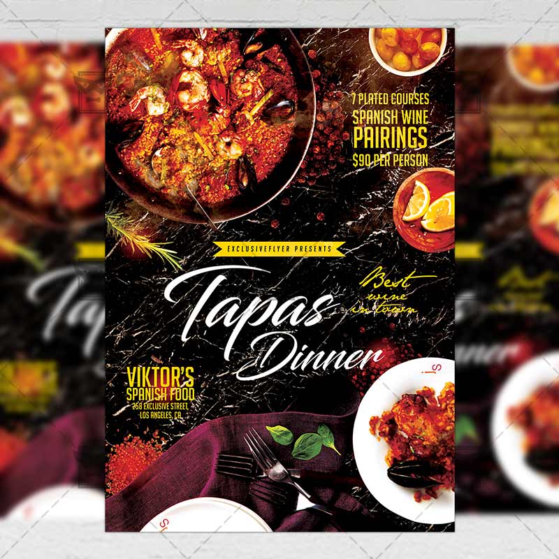 tapas dinner flyer food a5 template exclsiveflyer free and