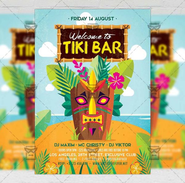 Download Tiki Bar PSD Flyer Template Now
