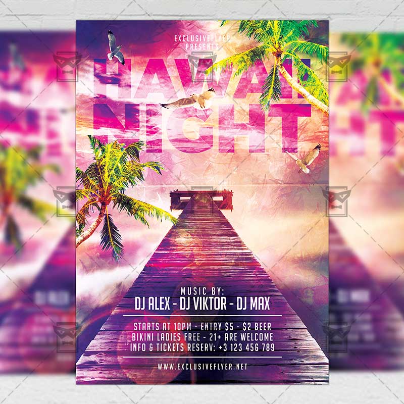 hawaii night seasonal a5 flyer template exclsiveflyer free and