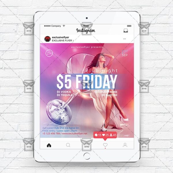 Download Friday Night PSD Instagram Flyer Template Now