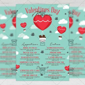 Download Valentines Day Menu PSD Flyer Template Now