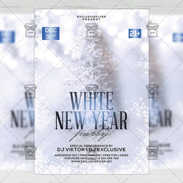 Download White New Year Party PSD Flyer Template Now