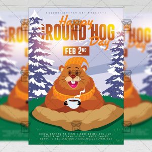 Download Happy Ground Hog Day PSD Flyer Template Now