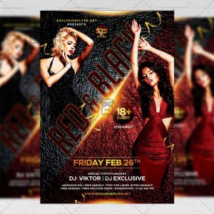 Download Red and Black Party PSD Flyer Template Now