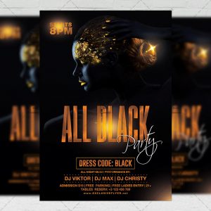 Download All Black Night Party PSD Flyer Template Now