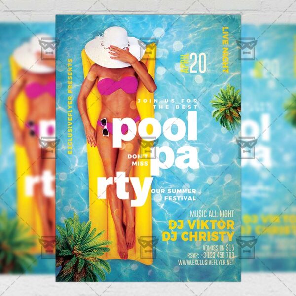 Pool Party 2019 Flyer - Seasonal A5 Template