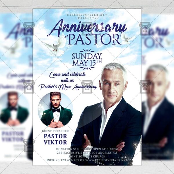 Download Pastor Anniversary Celebration PSD Flyer Template Now