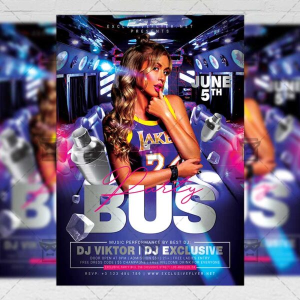 Download Party Bus PSD Flyer Template Now