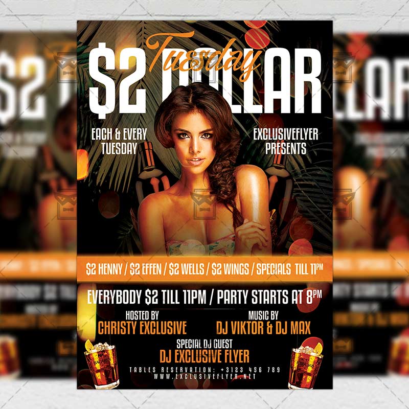 two dollar tuesday club a5 template club flyers templates