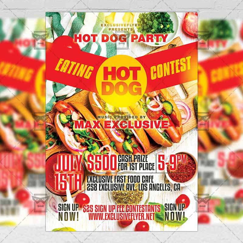hot dog eating contest food a5 template competition flyers templates