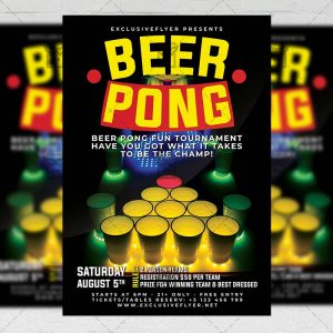 Download Neon Beer Pong PSD Flyer Template Now