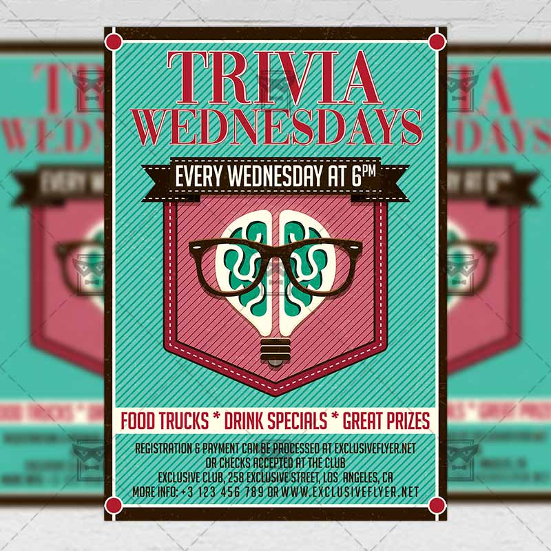 trivia wednesdays club flyer a5 template trivia flyer template