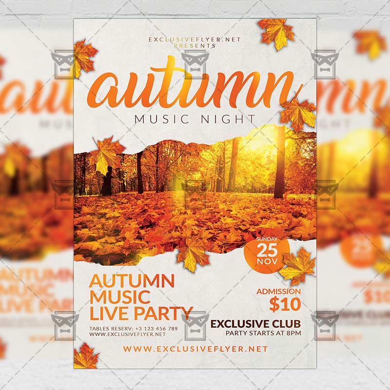 autumn music night flyer seasonal a5 template autumn flyer template