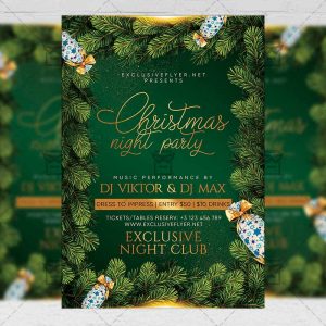 Christmas Night Party Flyer - Winter PSD Template