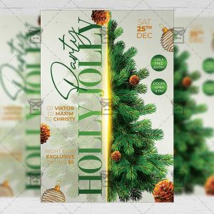 Holly Jolly Christmas Party Flyer - Winter PSD Template