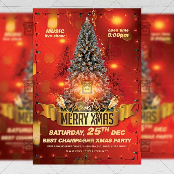 Merry Xmas Party Flyer - Winter PSD Template