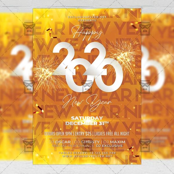 2020 New Year Celebration Flyer - Winter PSD Template