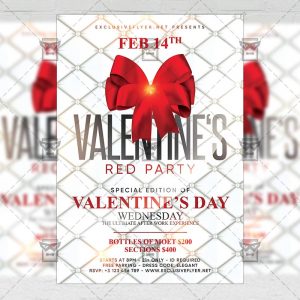 Valentine Red Party Flyer - Winter PSD Template