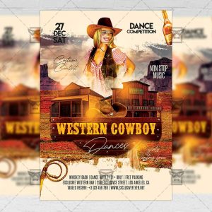 Western Cowboy Dances Flyer - Western PSD Template