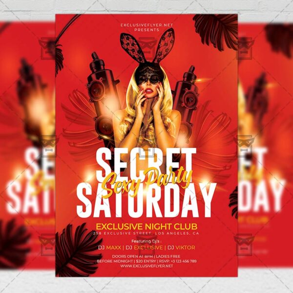 Secret Sexy Party Flyer - Club PSD Template