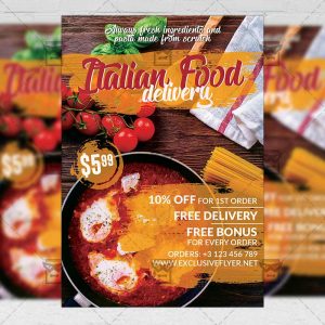 Delivery Italian Food Template - Flyer PSD + Instagram Ready Size