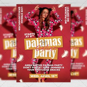 Pajamas Online Party Template - Flyer PSD + Instagram Ready Size