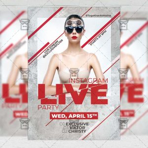 Instagram Live Party Template - Flyer PSD + Instagram Ready Size