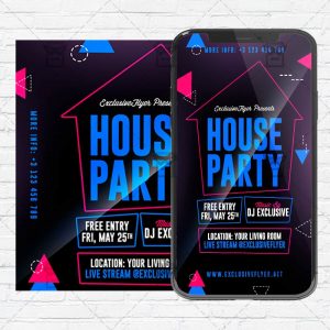 Stay Home Party Flyer PSD - Optimized for Instagram