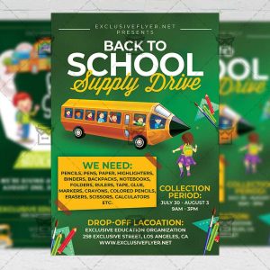 Back to School Supply Drive - Flyer PSD Template