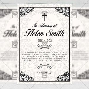 Vintage Funeral Card - Flyer PSD Template