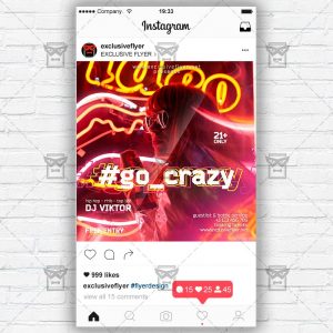 Go Crazy Night - Instagram Post and Stories PSD Template