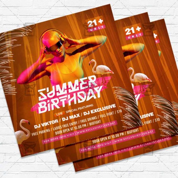 Summer Birthday - Flyer PSD Template