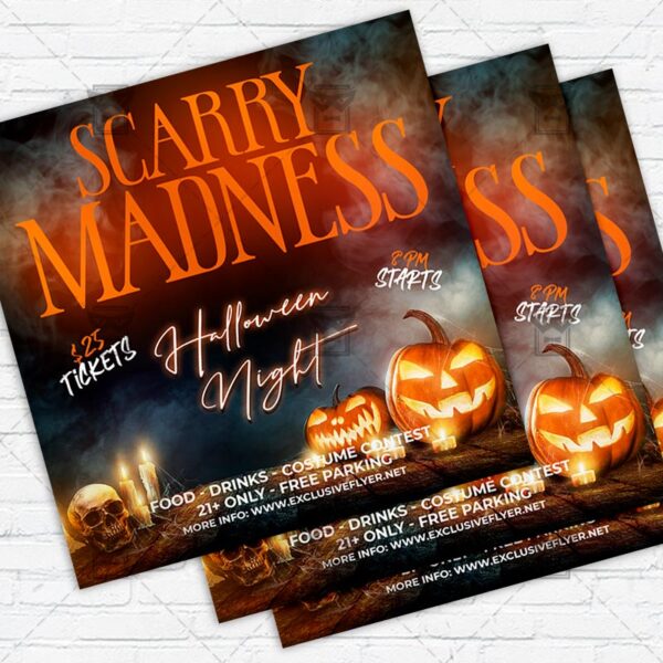 Scarry Madness - Flyer PSD Template | ExclusiveFlyer